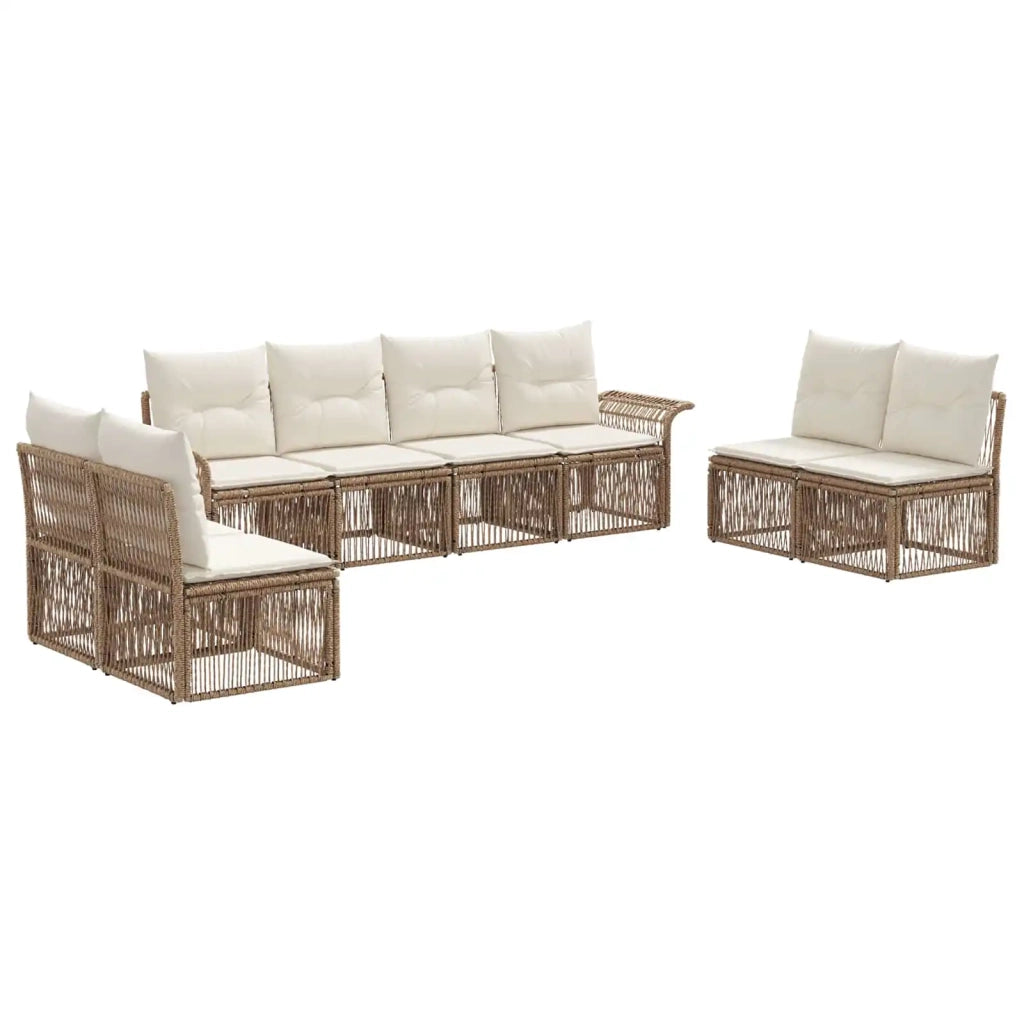 Set Divano da Giardino 8 pcs Beige polyrattan 3434805