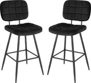 Set di 2 poltrone in velluto per ufficio, sala da pranzo e bar - Nero - 45x45x98 cm