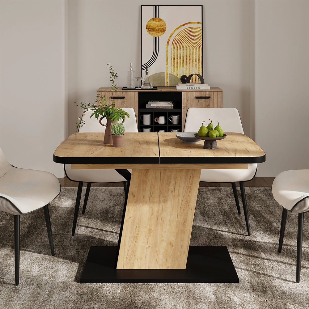 Vicco Tavolo da pranzo Estensibile Rovere nero/oro 120/160 x 80 cm