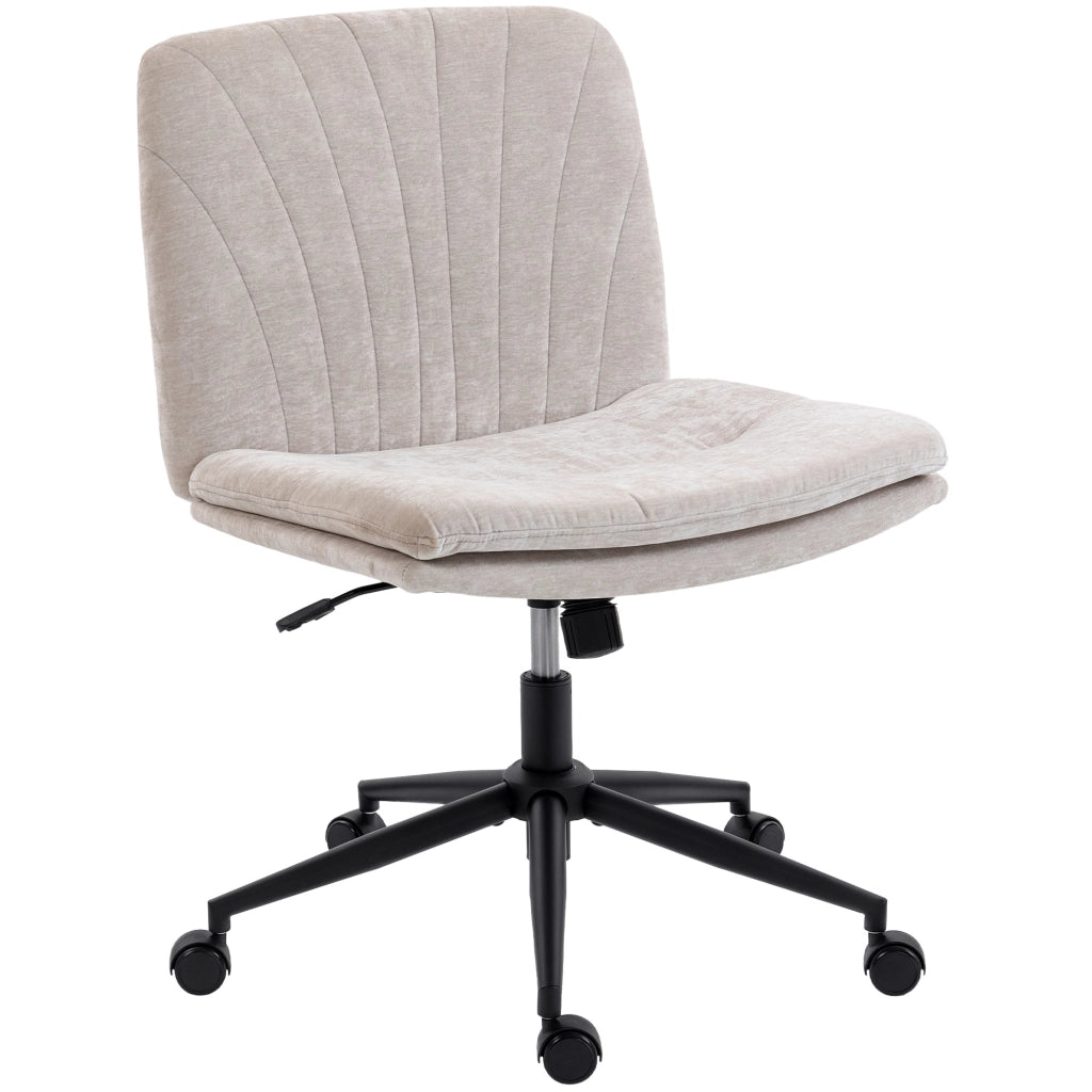 Sedia da Ufficio Regolabile in Tessuto Chenille ¨C zephmum ¨C Beige 62x67x83-93 cm