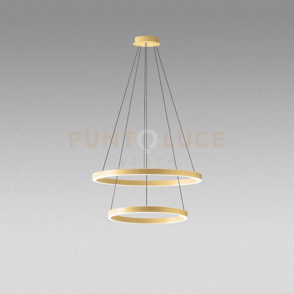 CRISEIDE S/2P - LAMPADARIO A SOSPENSIONE 2 LUCI ORO A LED 3000K 3000LM 60W(35W+25W) DIMMERABILE