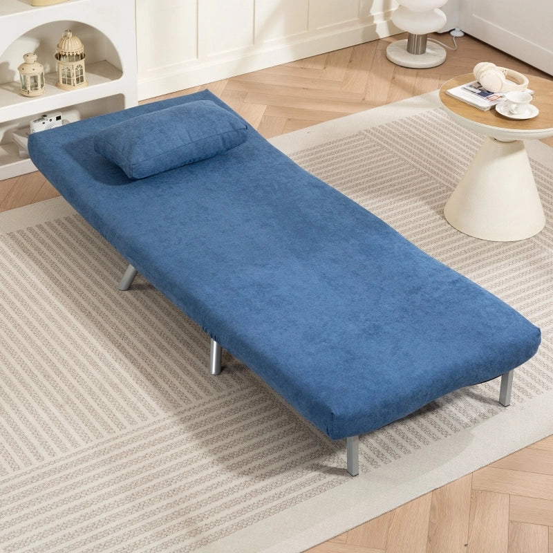 POLTRONA LETTO 190 cm Blu in Metallo con cuscino