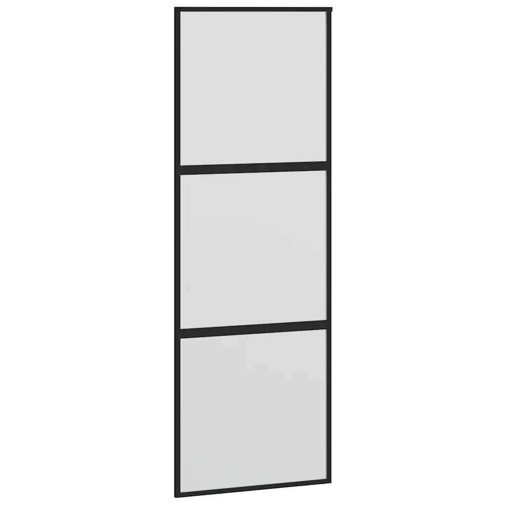 Porta Scorrevole Set Ferramenta Nera 90x205 cm Vetro Temperato 3375815
