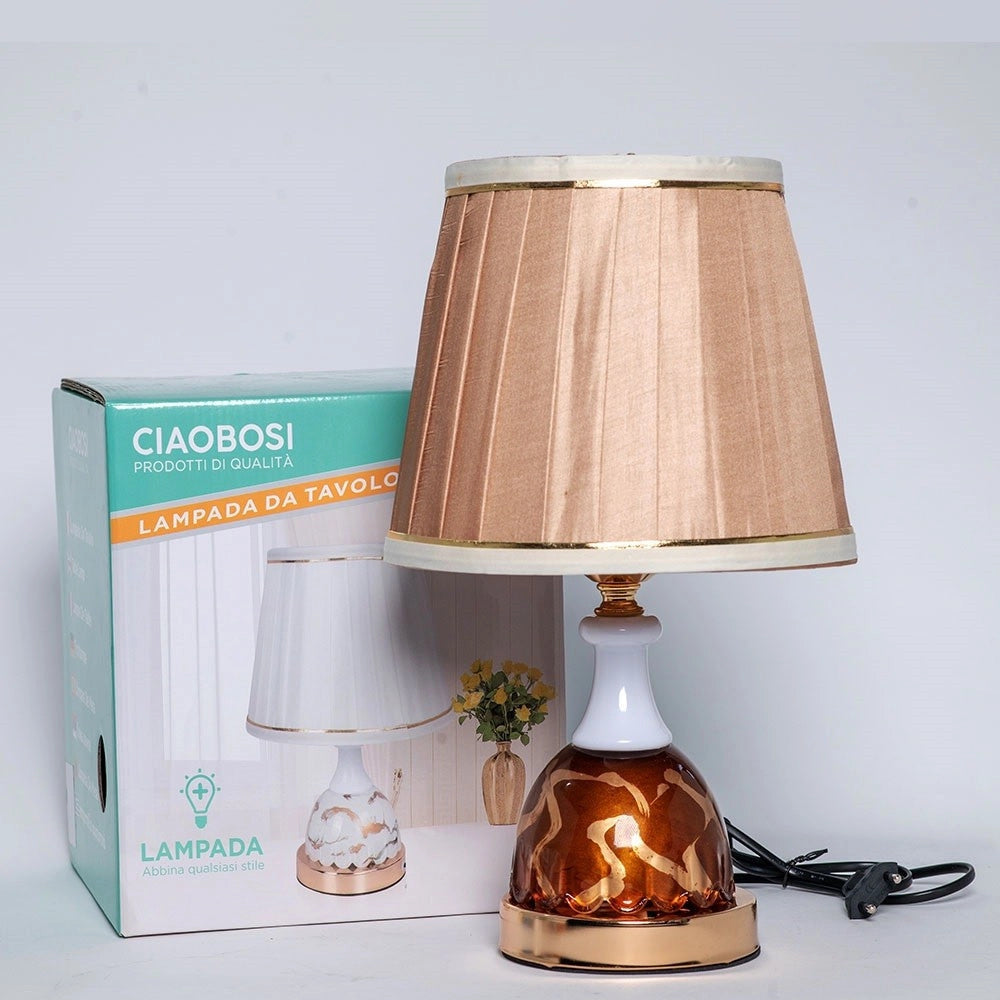 Trade Shop - Lume Lampada Abat Jour Comodino Comò Da Tavolo Arredo Camera Casa Luce Tx-9774 -