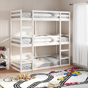 Letto a Castello Triplo Bianco 90x200 cm Legno Massello di Pino 3284255