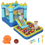 Castello Gonfiabile Bambini con Scivolo e Trampolino ¨C zephmum ¨C Blu 3-8 Anni