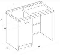 Lavatoio e Coprilavatrice 109x60x89cm Asse in Legno Montegrappa Marella Bianco Sinistro
