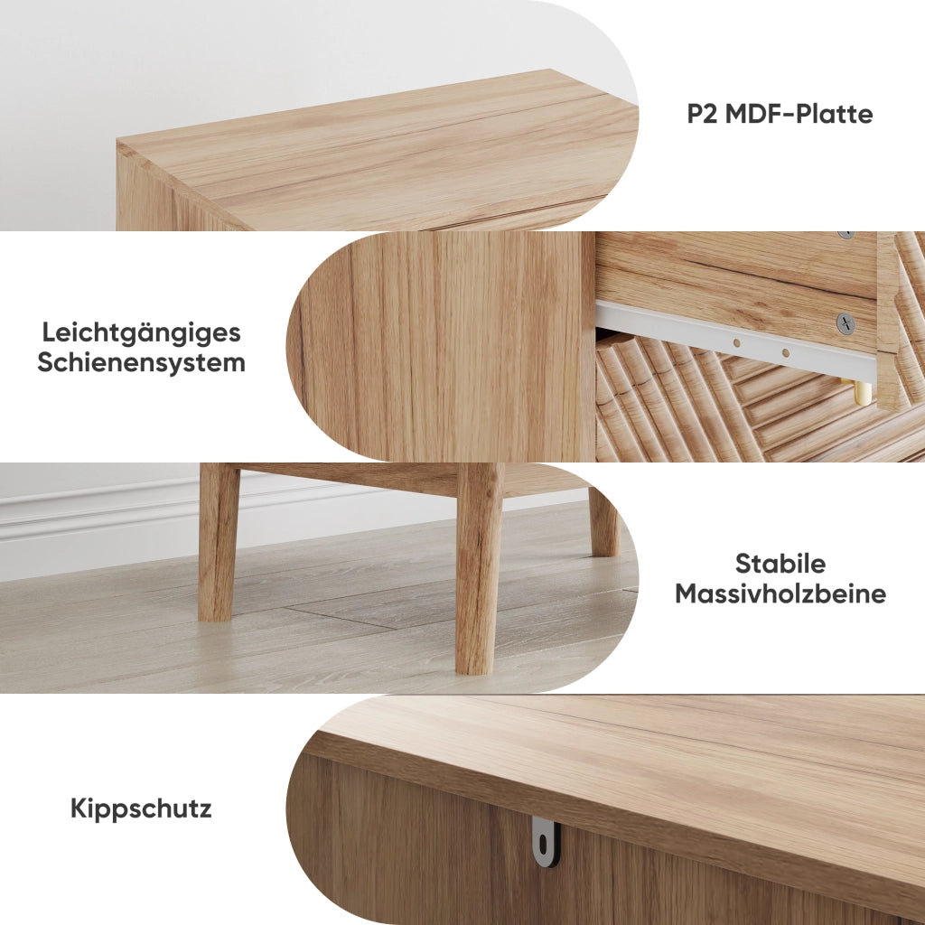 CASSETTIERA 4 cassetti 60x40x90 cm rovere stile Mid-Century