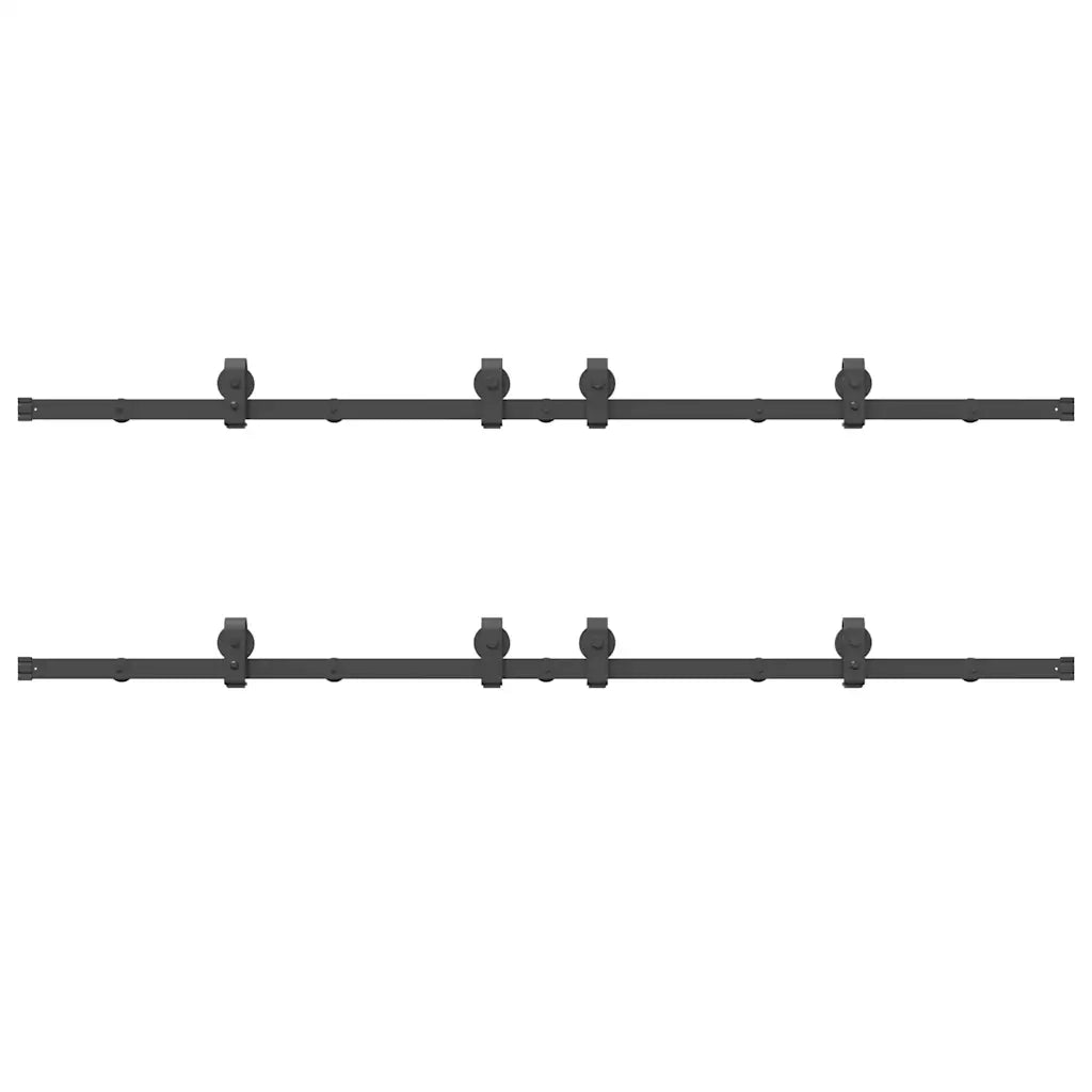 Kit di Binari per Porte Scorrevoli 366 cm Acciaio Nero CFW2387485