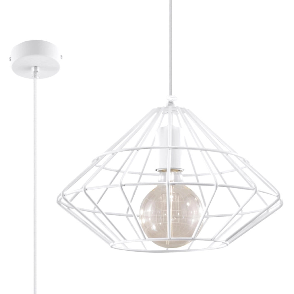 Lampada a sospensione LORENZO bianca metallo E27 Pure Lume