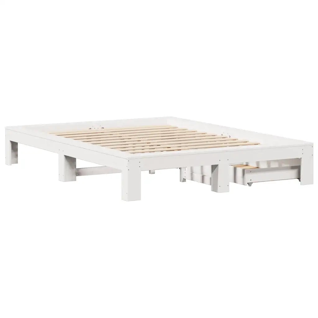 Letto senza Materasso Bianco 160x200 cm Legno Massello di Pino 3308994