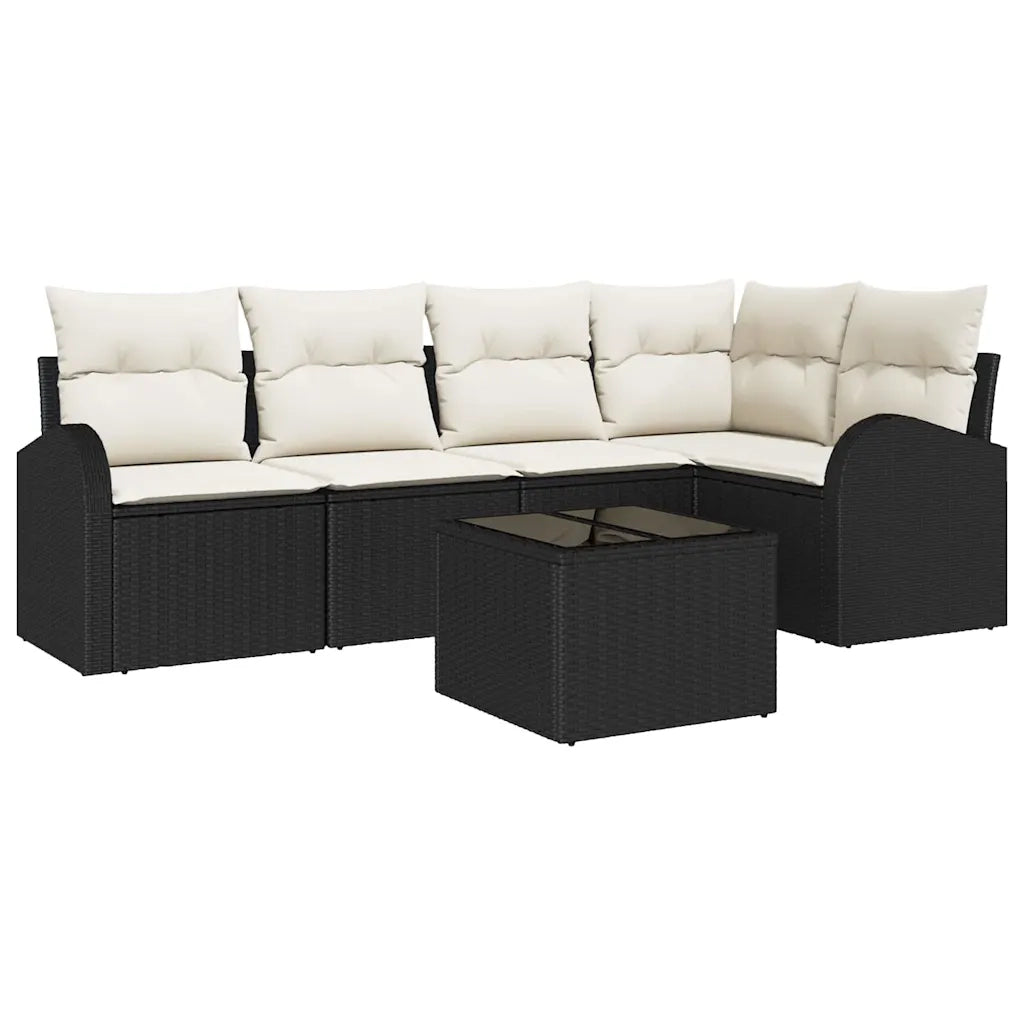 Set di divani con cuscino Nero Poliestere