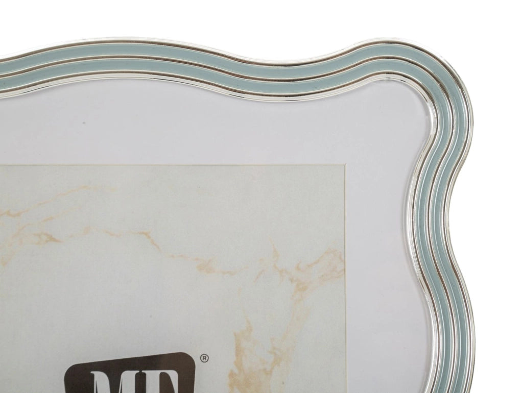 Cornice Elizabeth Celeste 22,7x1,3x27,6 cm in Zinco e Vetro Azzurro e Argento