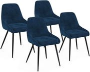 Set di 4 sedie THALYA in velluto blu con braccioli