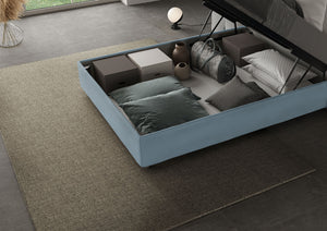 Letto 1 Piazza E Mezzo 120x210 cm Senza Rete Imbottito in Microfibra Antea Large Azzurro