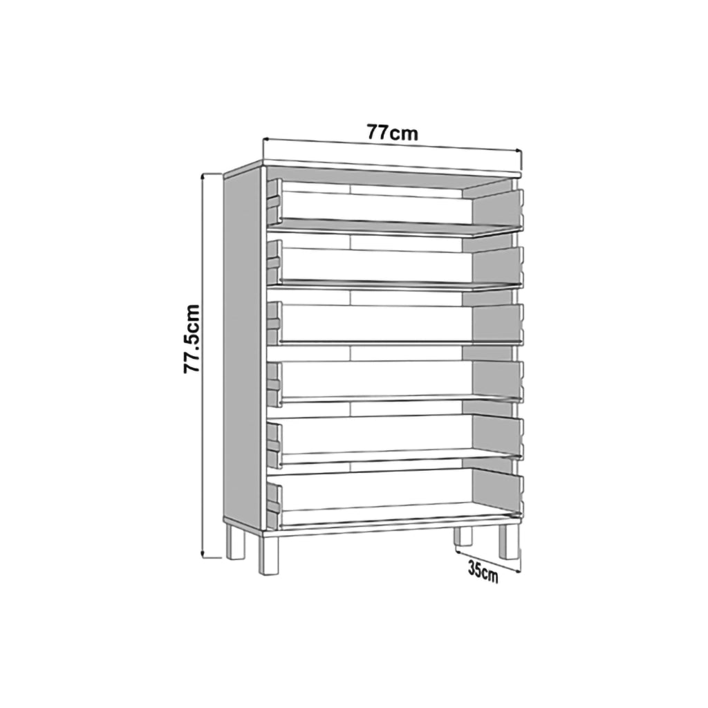 Madia Otaval, Credenza 6 Cassetti, 77x35x110h cm Marrone Rovere Nodi