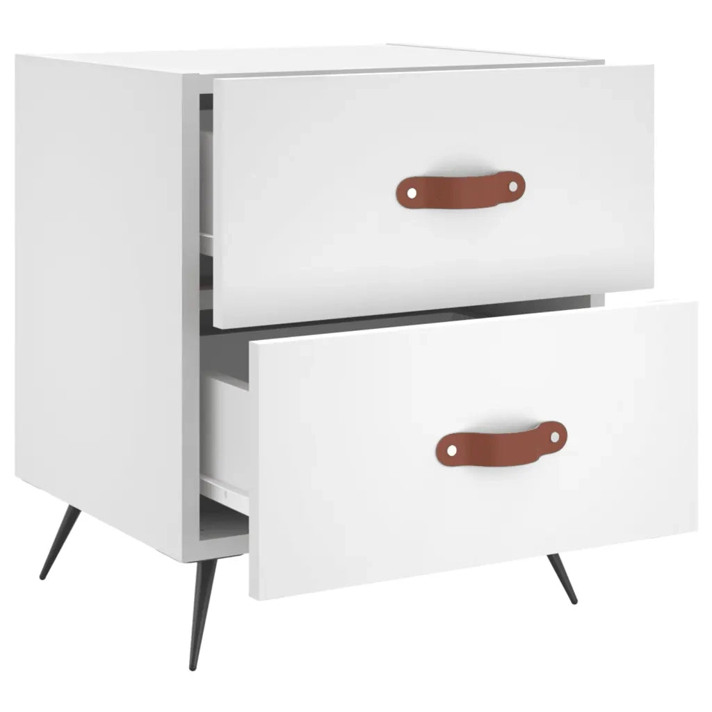 Set di 2 Comodini | Armadio da Notte | Mobiletto da notte Bianchi 40x35x47,5 cm in Legno Multistrato