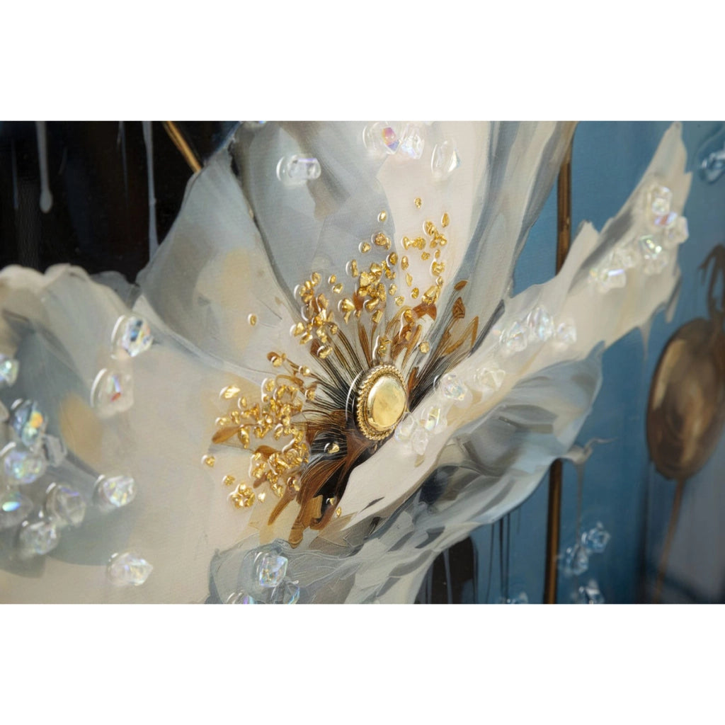 Stampa su Tela Fiori 73, Multicolore, Legno, 42x3,5x62 cm