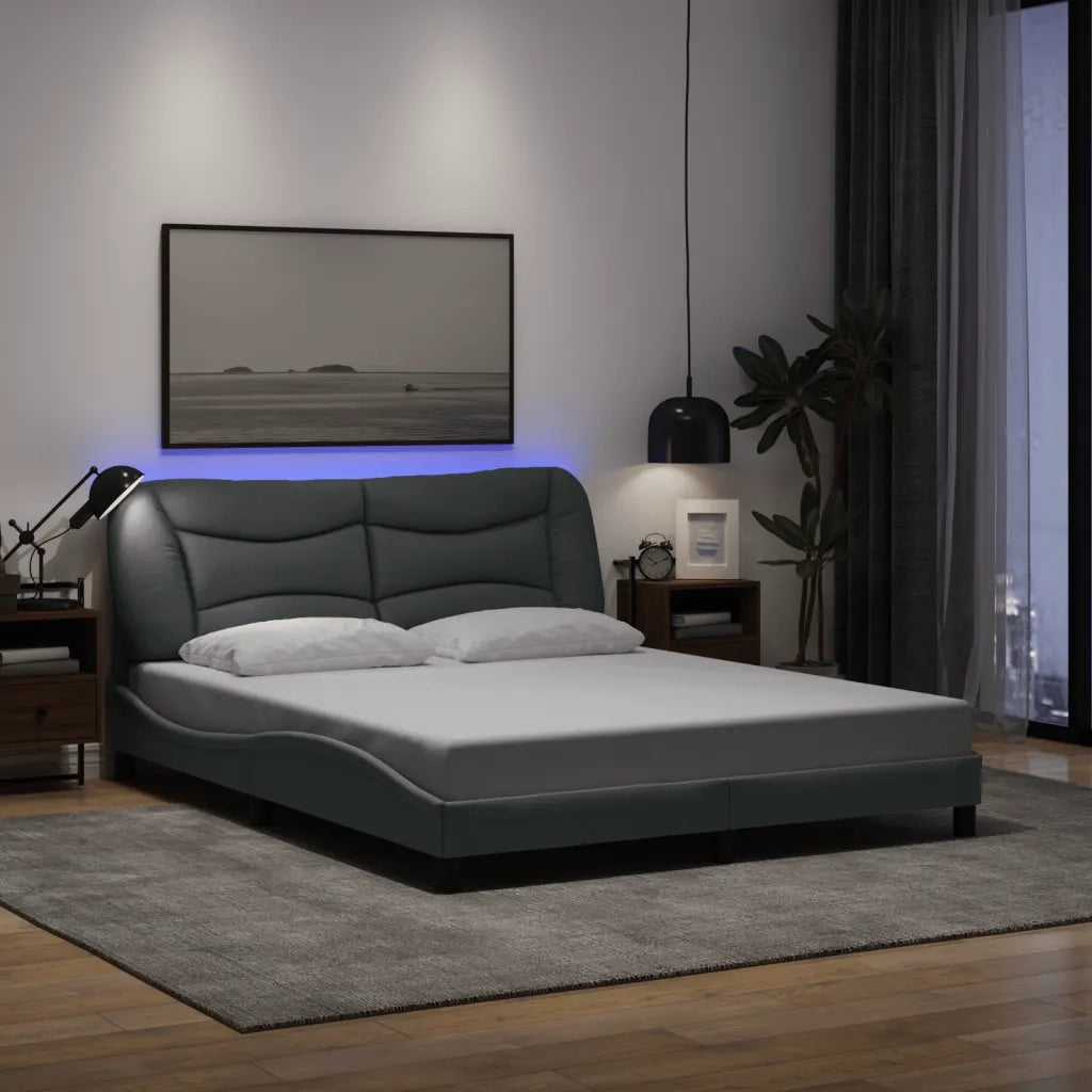 Giroletto con LED senza Materasso-Struttura Letto Hvar 160x200 cm Tessuto 673815