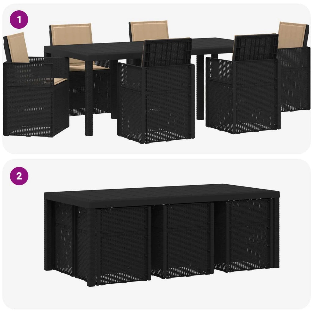 Set da Pranzo per Giardino 7 pcs Antracite e Tortora PP 3430073
