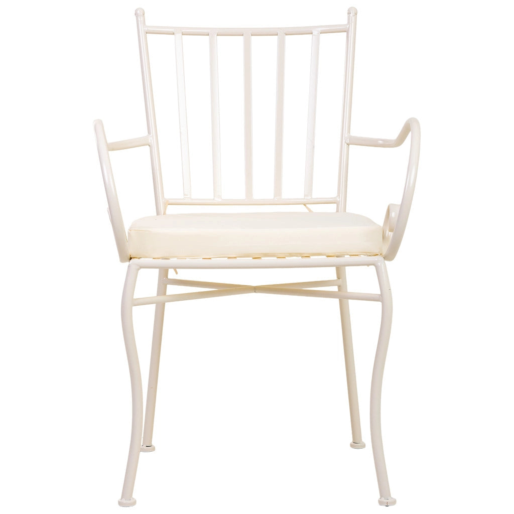 Poltrona in ferro battuto con cuscino 58x54x88h cm Bianco
