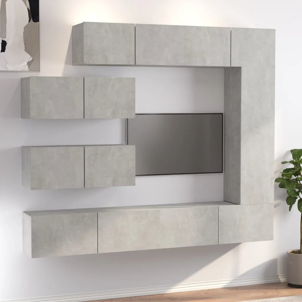 Set di Mobili Porta TV 7 pz Grigio Cemento in Legno Multistrato 3114561