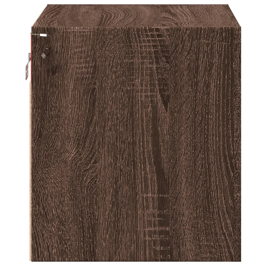 vidaXL Comodini a Parete con luci LED 2 pz Rovere Marrone