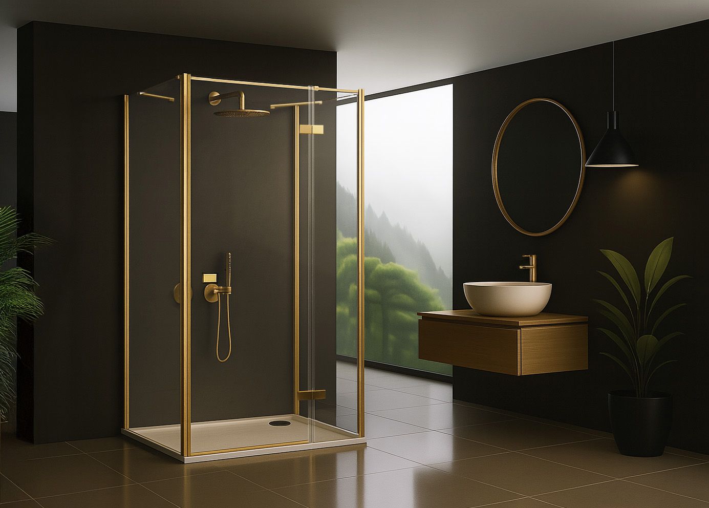 Cabina Doccia Rea Atlas 120x90 Brush Gold destra