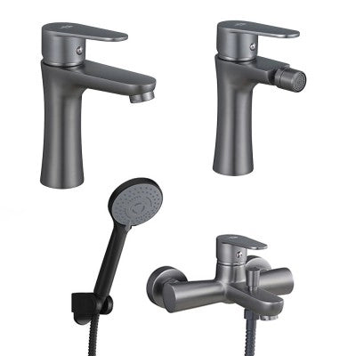 Set miscelatori lavabo bidet vasca nichel nero satinato serie  Lizzy