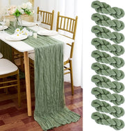 Pacco di 10 tovaglioli da formaggio in saliera verde, 90 x 300 cm, tovagliolo da formaggio in saliera verde, stoffa in crine, tovagliolo da formaggio boho, tenda da tavola per matrimonio, decorazione da tavola per matrimonio.
