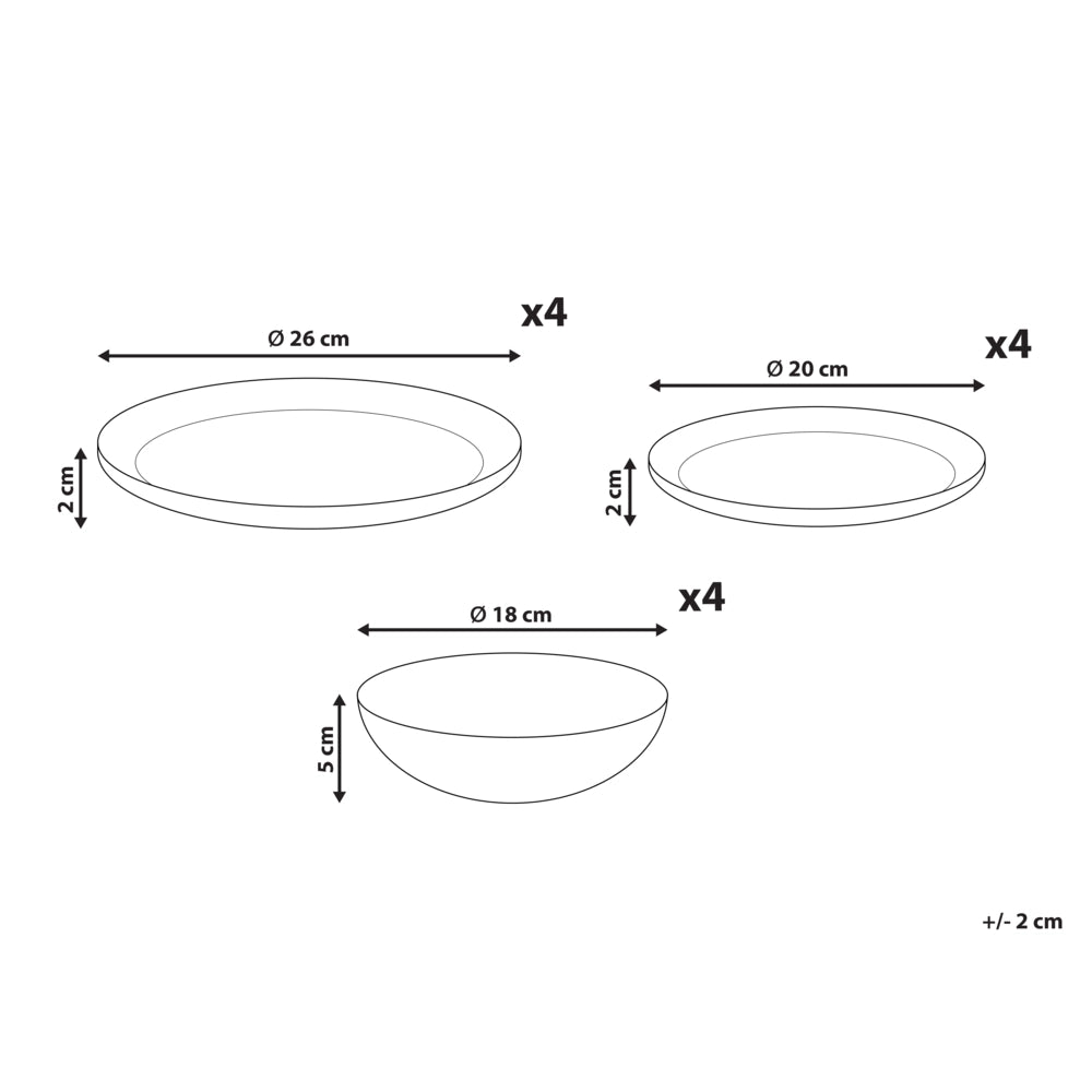 Set di 12 stoviglie in gres caolino fatto a mano con smalto reattivo Finitura Beige chiaro Cucina Sala da pranzo