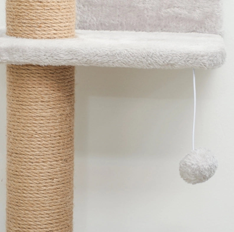 Tiragraffi da parete 48x21x180 cm in poliestere e sisal grigio chiaro –
