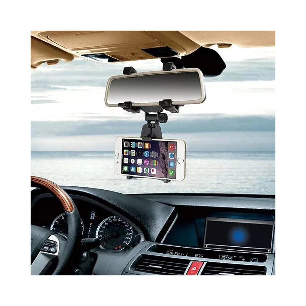 Trade Shop - Porta Cellulare Supporto Da Specchietto Retrovisore Auto Navigatore Regolabile -