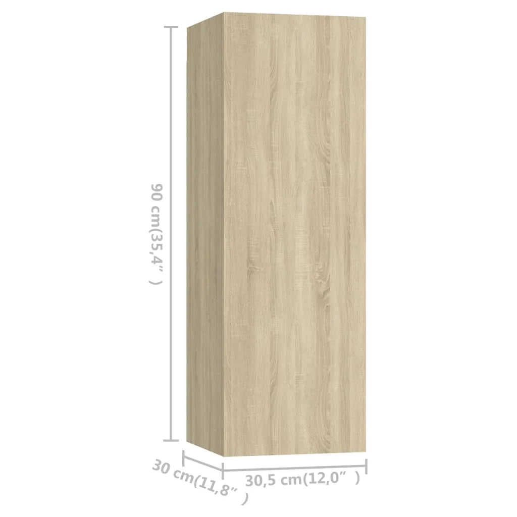Mobile TV multimediale scaffale TV credenza mobile TV sala da pranzo soggiorno camera da letto 4 pezzi rovere Sonoma 30,5 x 30 x 90 cm legno ingegnerizzato marrone 02_0028753