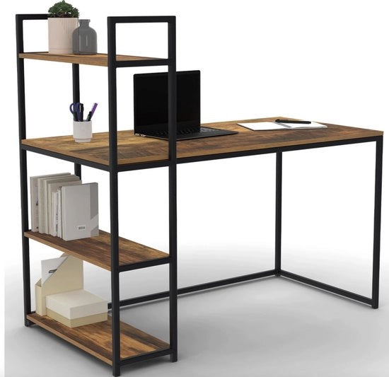 Scrivania in stile industriale con pannelli in effetto legno verreale – alta qualità – materiale duraturo – progetto stilistico – adatto all'uso quotidiano – atmosfera moderna – comfort e fun