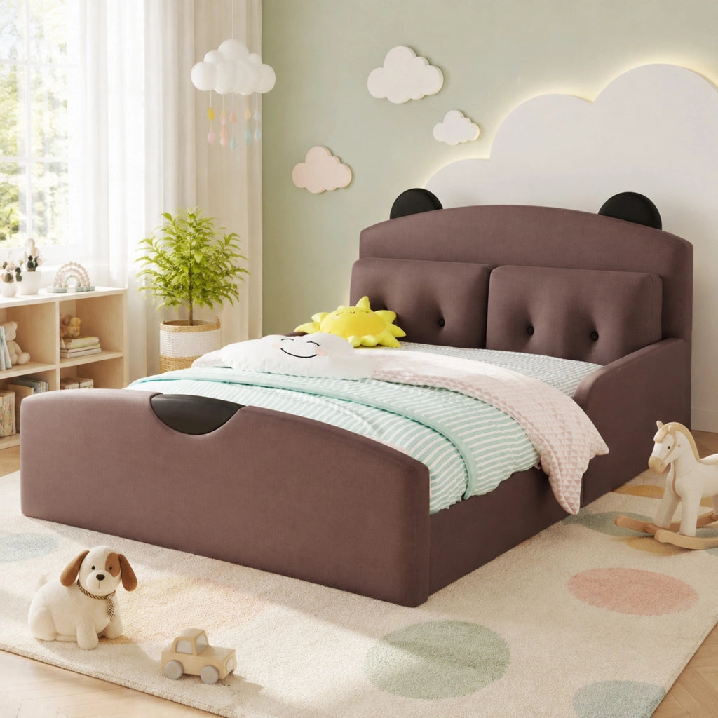 Letto imbottito 140x200 cm con testiera a orsetto