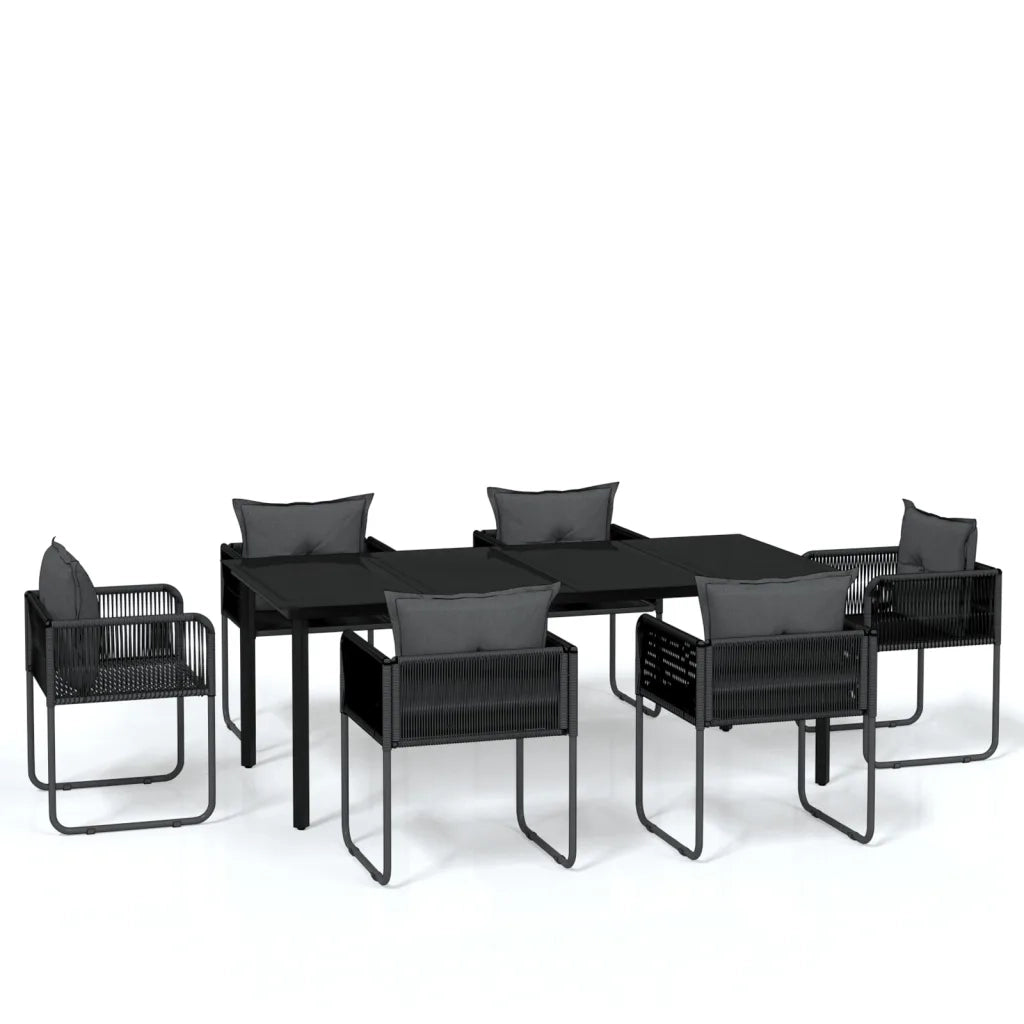 Set da Pranzo per Giardino 7 pz con Cuscini Nero cod mxl 50377