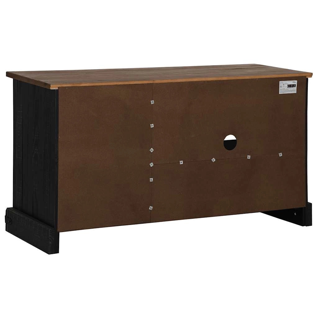 Mobile porta TV HALDEN con anta scorrevole e due cassetti 110 x 40 x 60 cm stile rustico legno nero 02_0057823