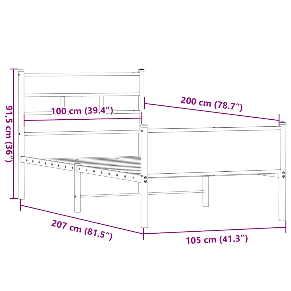 Giroletto senza Materasso Rovere Fumo 100x200 cm in Truciolato