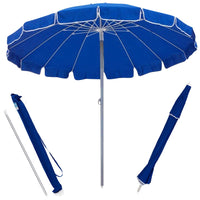 Ombrellone Mare Spiaggia Giardino 220cm Alluminio 16 Stecche con Custodia Air Vent Blu