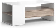 Tavolino Fabien, Bianco, 110 x 60 cm, con ripiani aperti per organizzare gli accessori per la casa