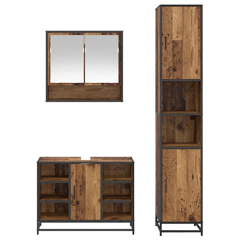 Set di mobili per il bagno con lo scaffale 3 pcs Legno vecchio 3402480