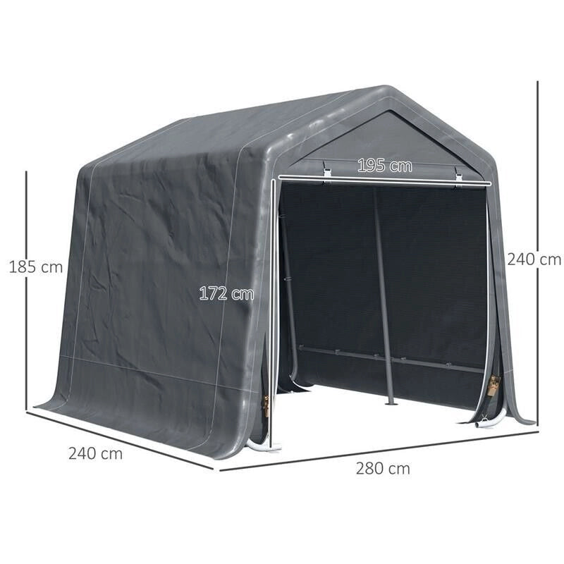 TENDONE PER MOTO E ATTREZZI IN METALLO E TESSUTO PE, 280X240X240CM, GRIGIO