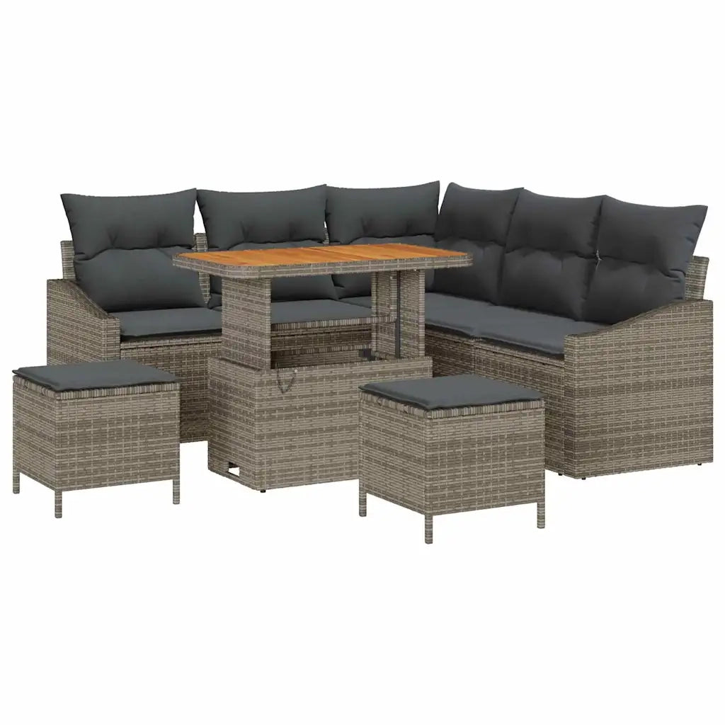 Set Divano da Giardino con cuscino 8 pcs Grigio Poly Rattan 3364608
