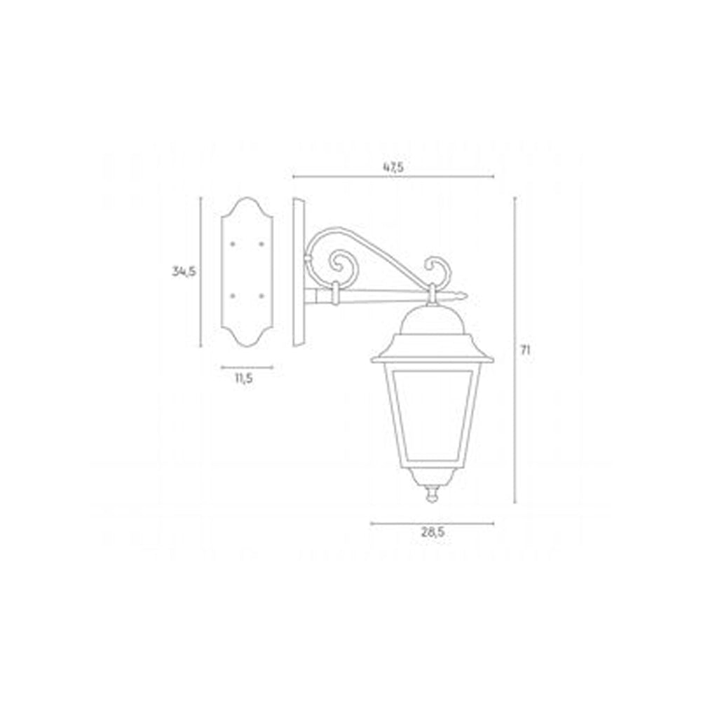 Applique In Basso Esterno Contemporanea Mito Alluminio E Vetro Nero 1 Luce E27