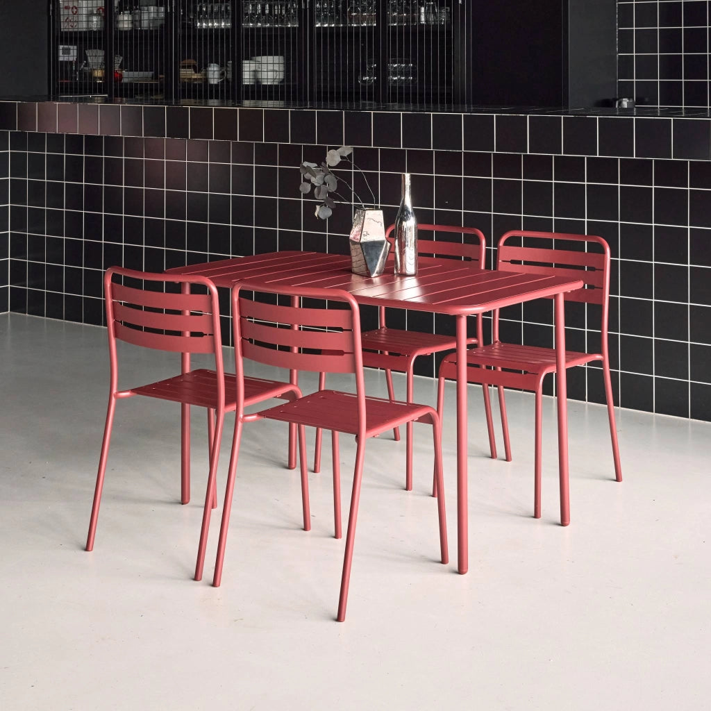 Set tavolo da giardino bistrot in metallo con 4 sedie, 120cm, terra di