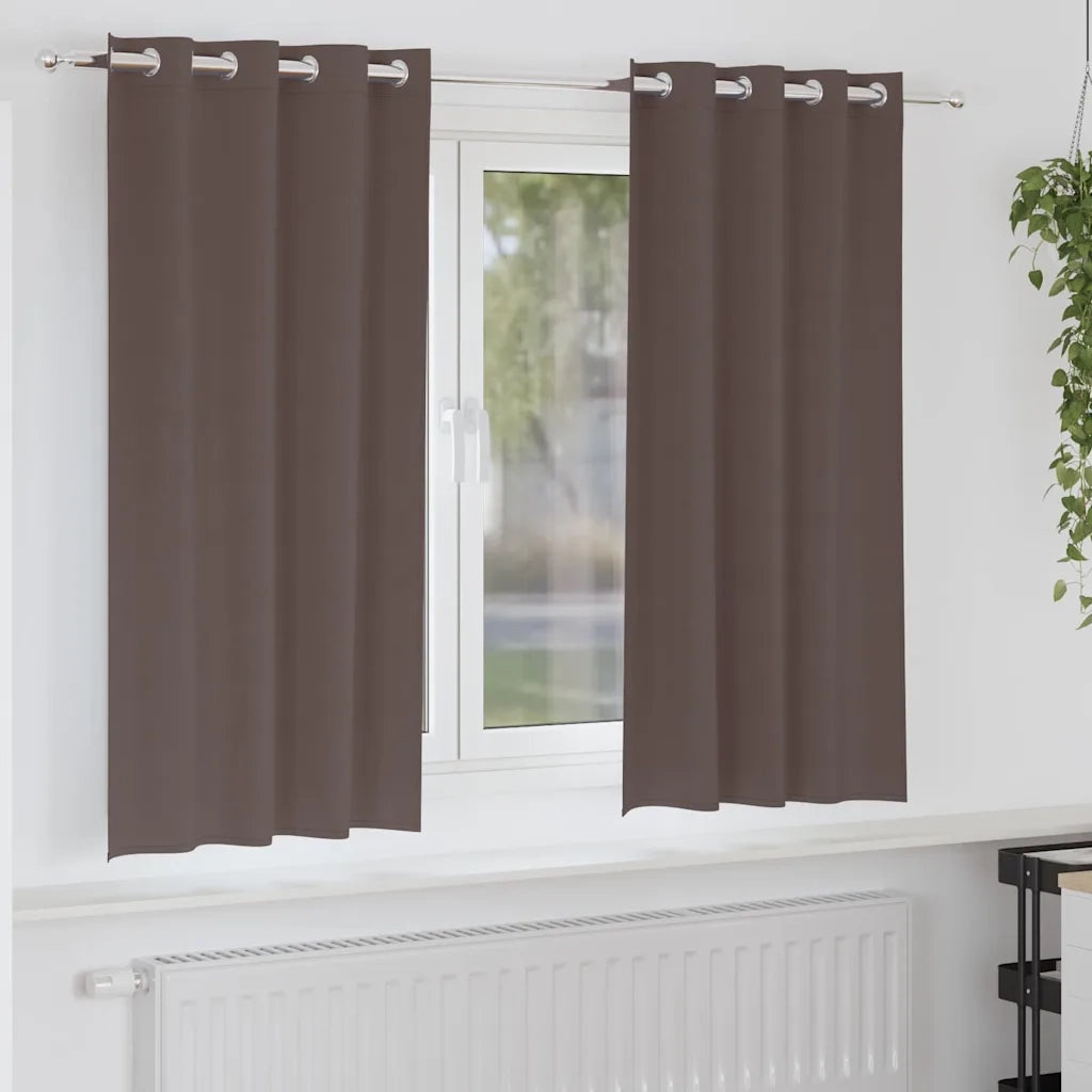 vidaXL Tende con tende 2 pcs Marrone scuro Poliestere