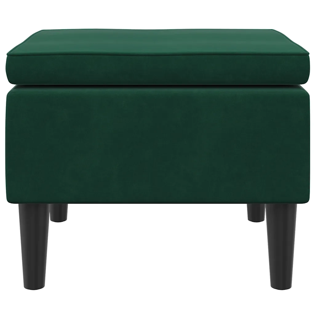 Poggiapiedi con Gambe in Legno Verde Scuro in Velluto