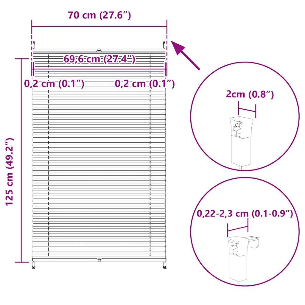 Tenda plissÃ¨ 70x125cm bianca