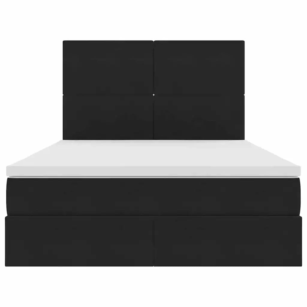 Letto con contenitore LED e materasso Nero 140 x 190 cm Velluto